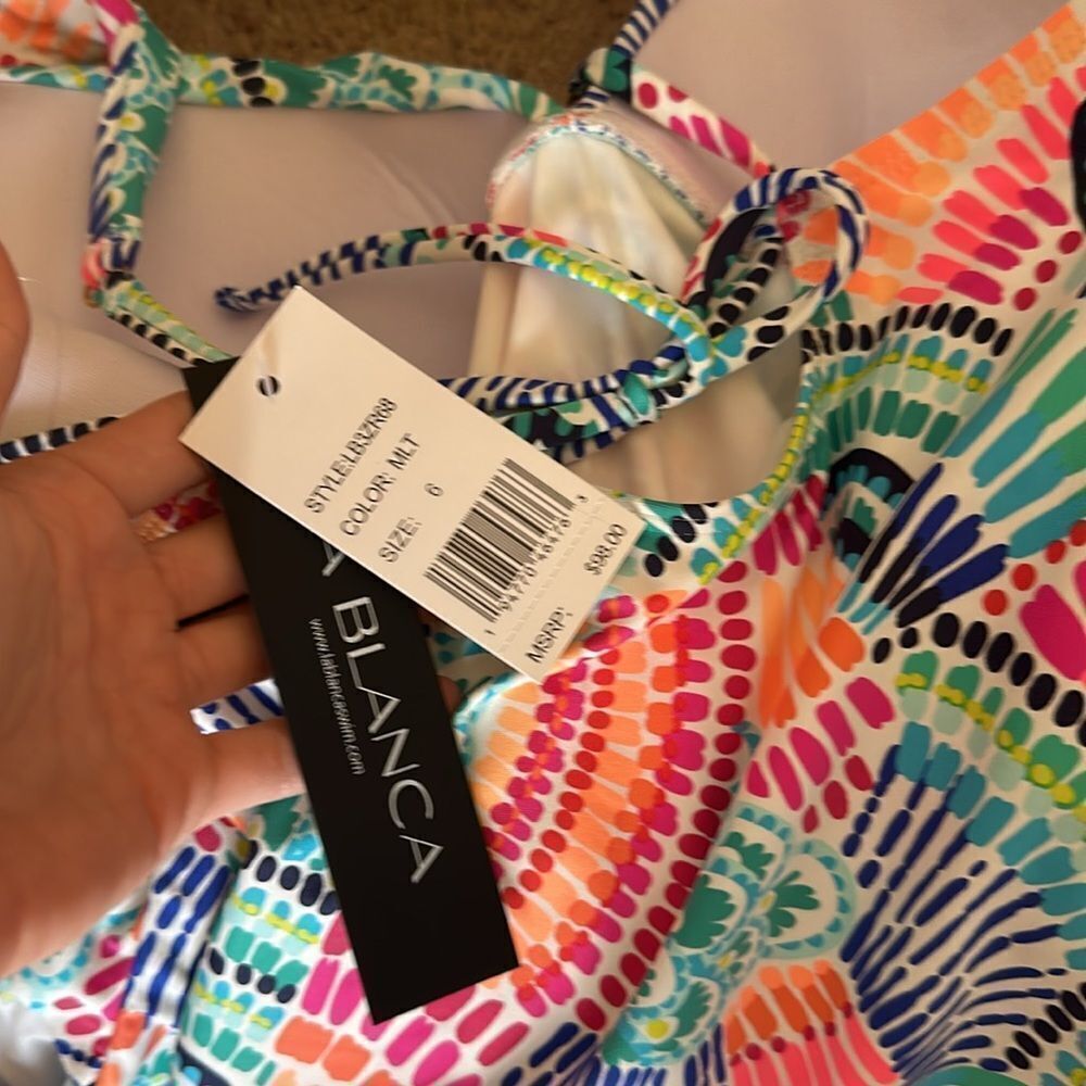 La Blanca Waves Of Color Twist Tie Back Tankini Top - Picture 3 of 3